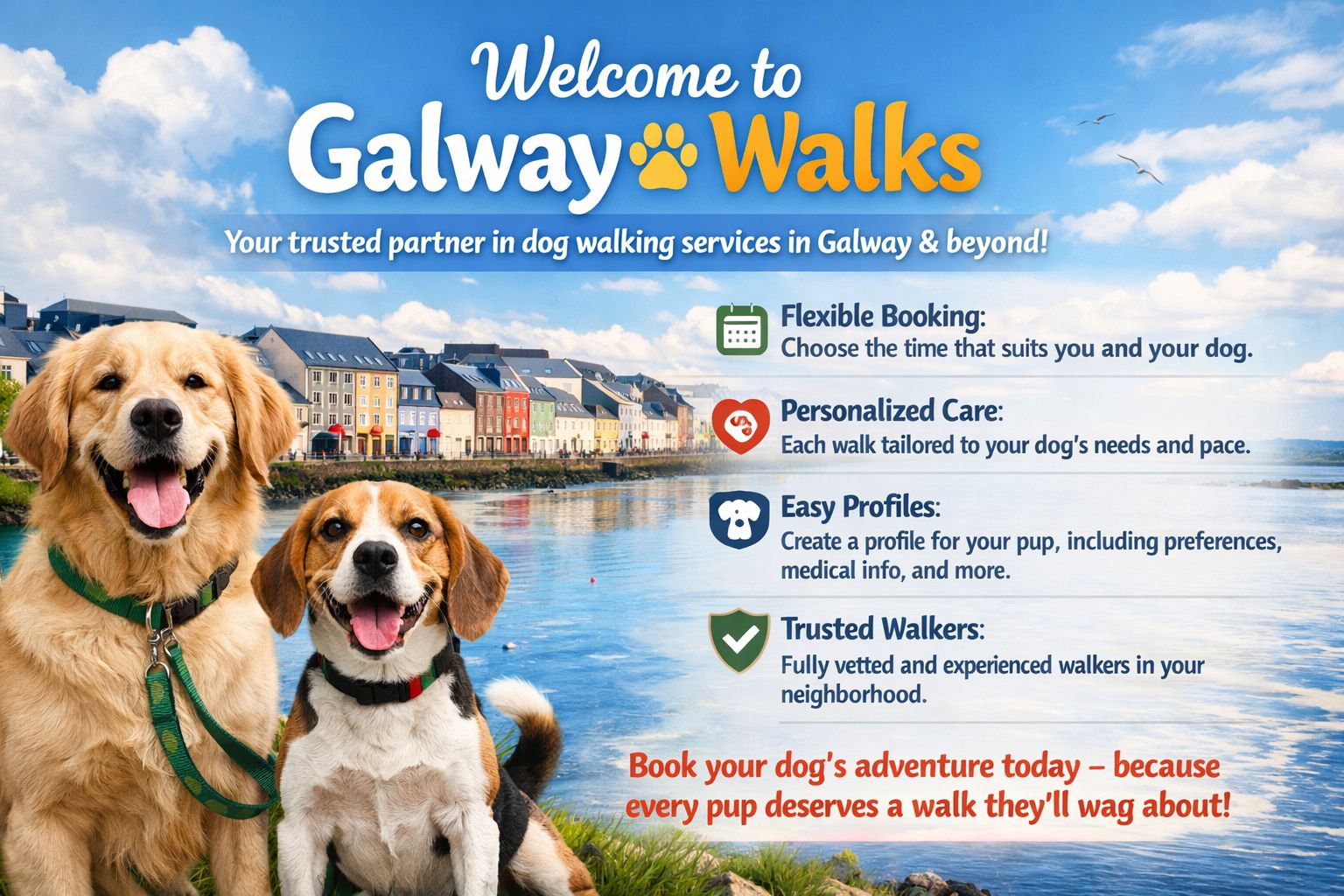 Happy dog walking outdoors